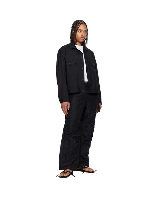 Sacai Black Treated Nylon Twill Cargo Pants for men