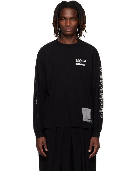 Yohji Yamamoto メンズ ブラック Neighborhoodエディション Ls Tシャツ