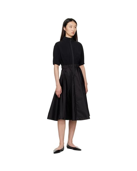 Moncler Black Taffeta Skirt Midi Dress