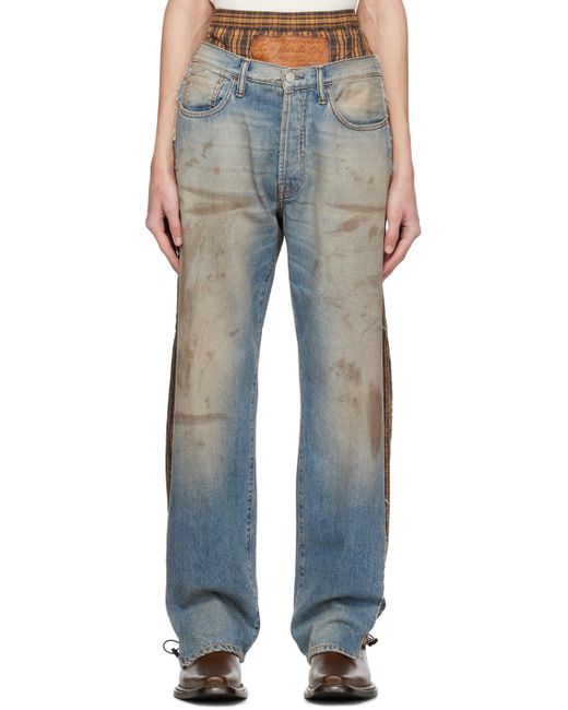 Acne Blue Check Jeans for men
