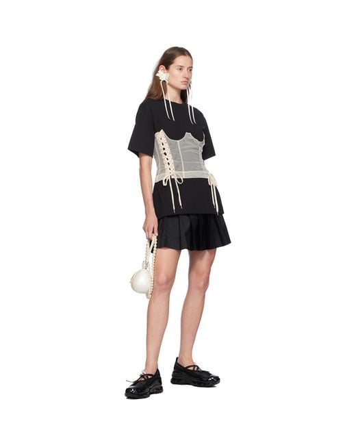 Simone Rocha Black Mini Pleated Elasticated Waist Kilt Skirt