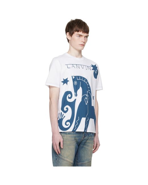 Lanvin Blue Lunar Year Print T-Shirt for men