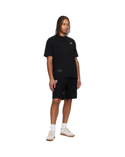 Aape By A Bathing Ape Black 'Aapenow' Moonface Logo Sweat Shorts for men