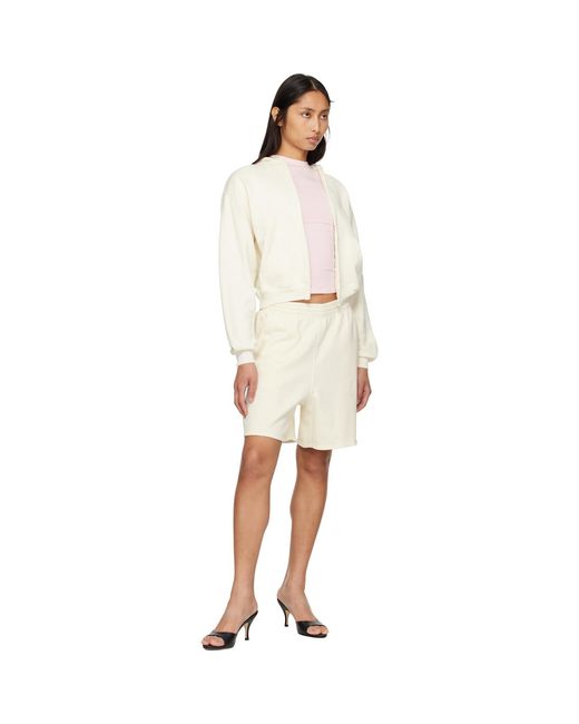 Pull À Capuche Blanc Cassé En Jersey Bouclette À Glissière Skims en coloris White