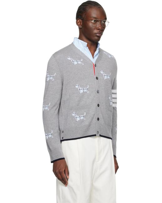 Thom Browne Black Gray Hector Icon Cardigan for men
