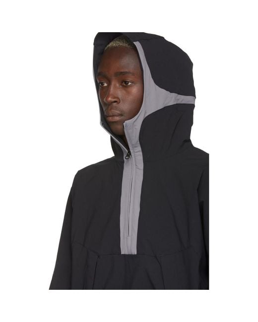 Kiko Kostadinov Black And Grey Asics Edition Poncho Hoodie for Men