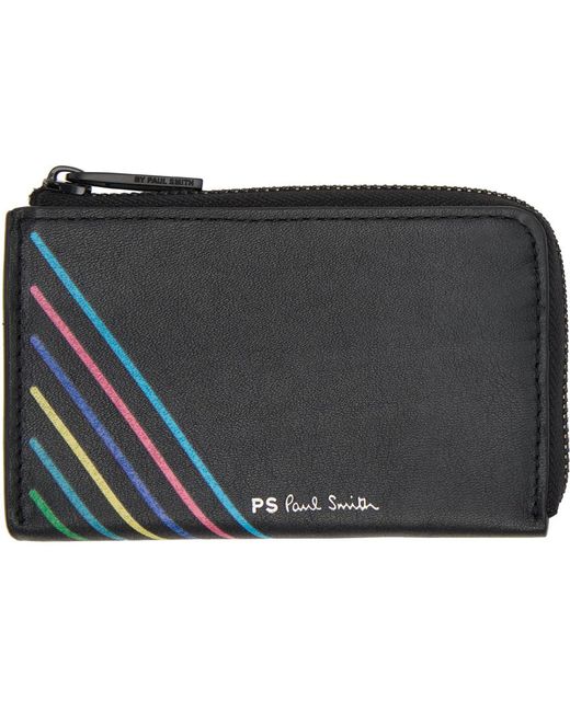 PS by Paul Smith Black Sports Stripe Zip Wallet for men