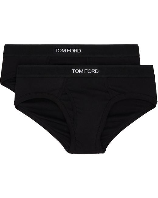 Tom Ford Black Two-Pack Cotton Briefs for men