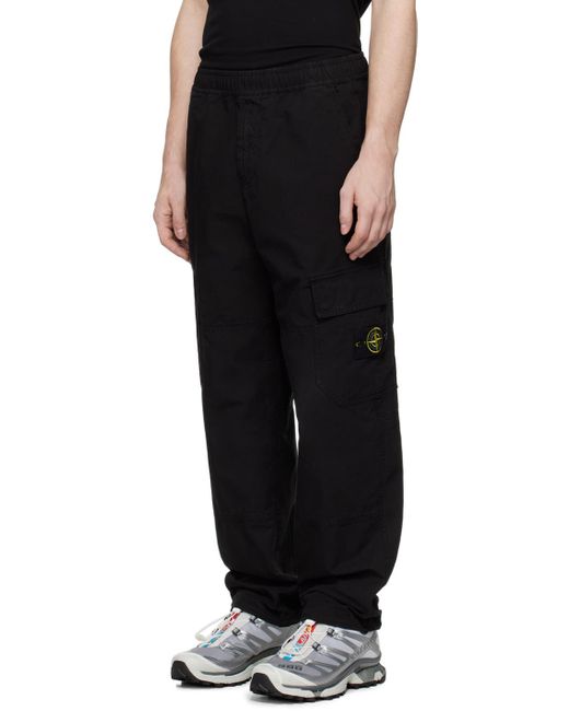 メンズ Stone Island ブラック リラックスフィット カーゴパンツ Black