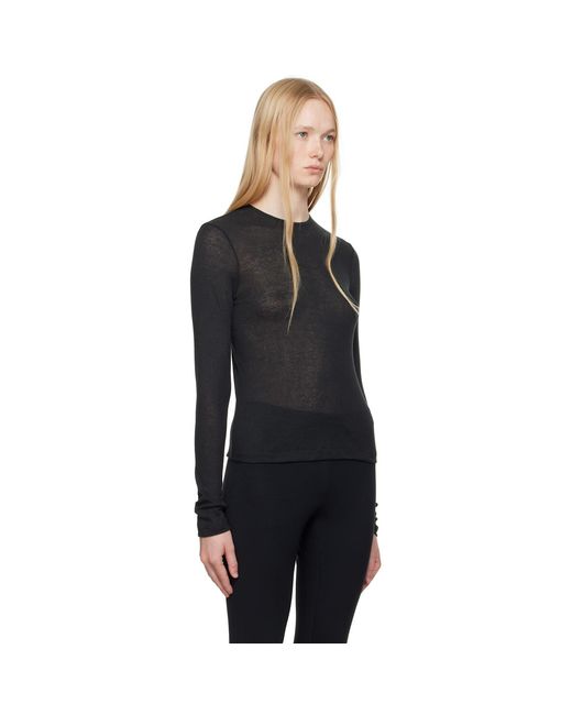 Skims Black Sheer Cotton Long Sleeve T-Shirt