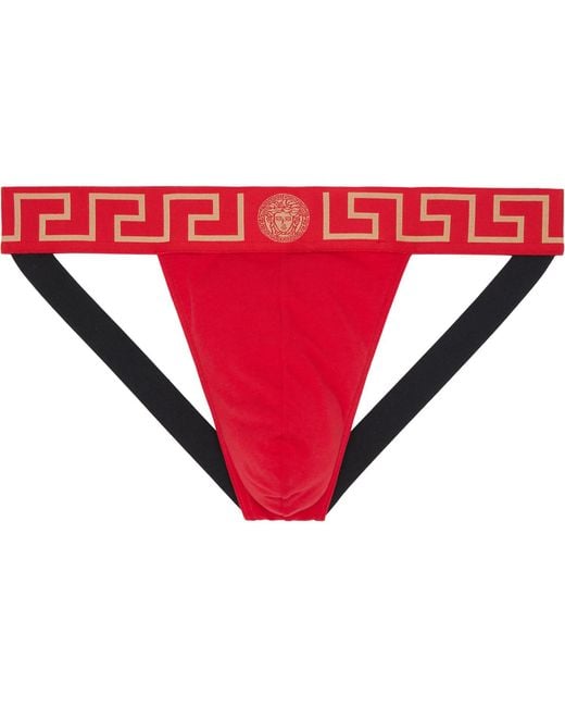 Versace Red Cotton-Jersey Jockstrap for men