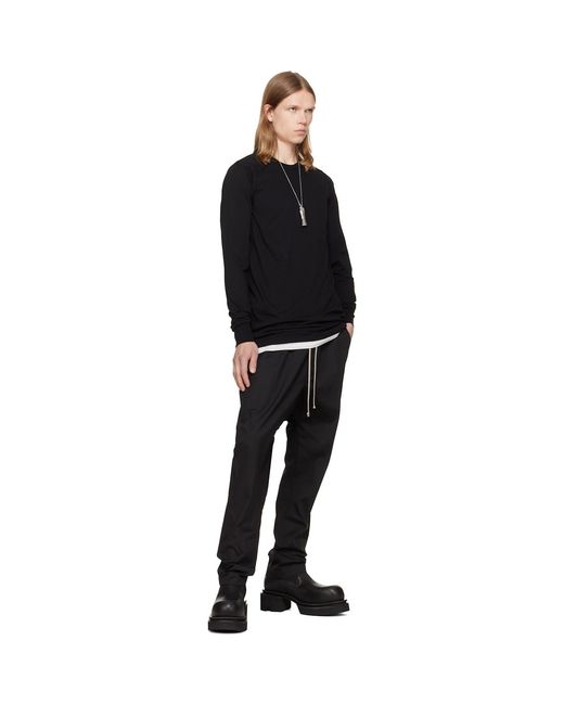 Rick Owens Black Tower Drawstring Long Trousers for men