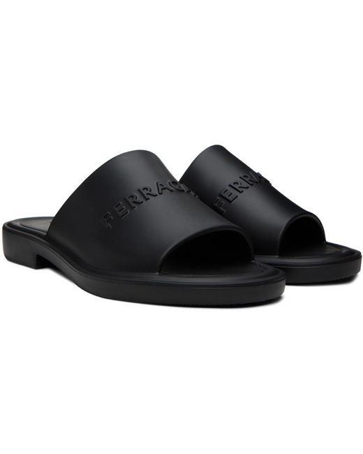 Ferragamo Black Embossed Sandals for men