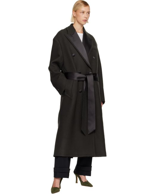 Manteau Noir En Laine À Smocks À Double Boutonnage AMI en coloris Black