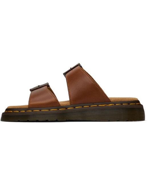 Dr. Martens Black Tan Josef Leather Buckle Slides