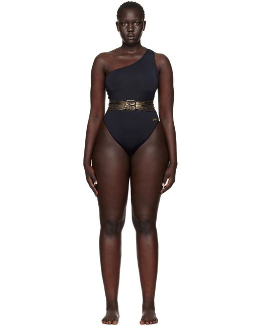 Balmain Black Single-shoulder Swimsuit