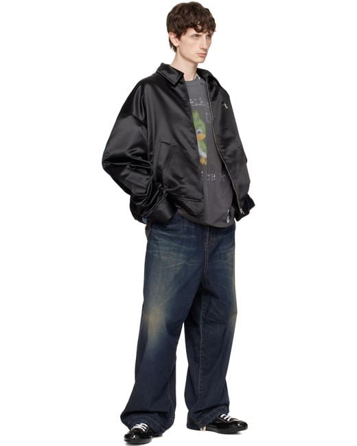 Maison Mihara Yasuhiro Black Both Fronts Satin Bomber Jacket for men