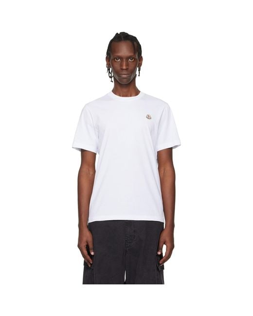 Moncler White Three-Pack Logo Patch Cotton T-Shirts for men