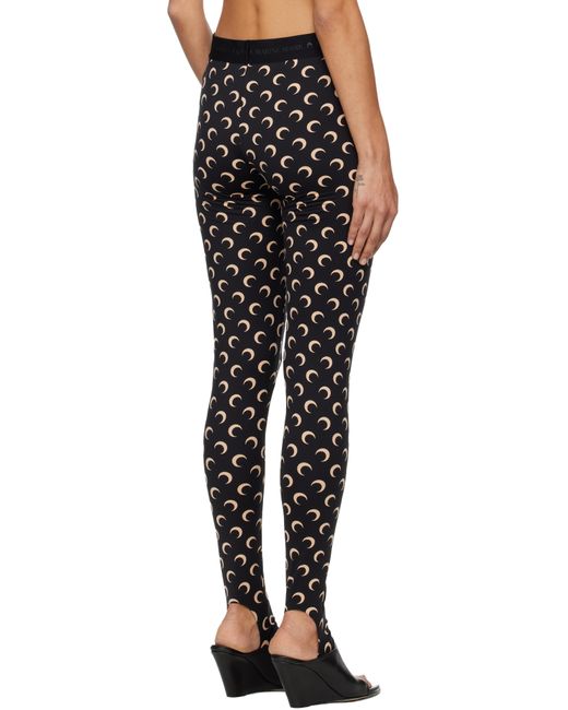 MARINE SERRE Black Recycled Moon Jersey Stirrup Leggings