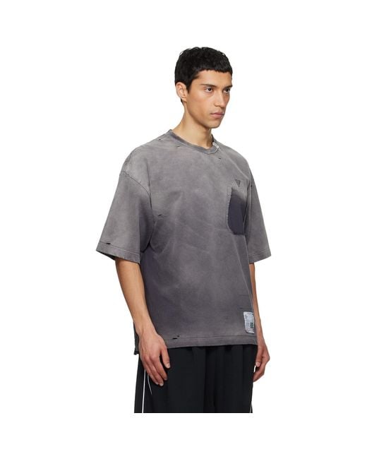 Maison Mihara Yasuhiro Gray Sun Faded V Neck T-Shirt for men