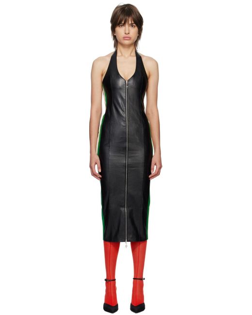 Miaou Black Hannah Jewett Edition Harlow Faux-leather Midi Dress