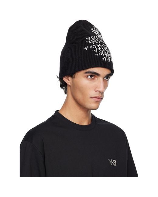 Y-3 Black Merch Beanie for men