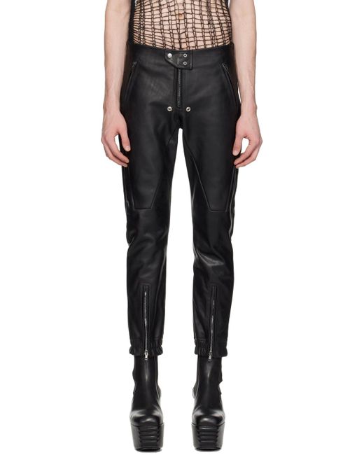 Rick Owens Black Luxor Leather Pants for men