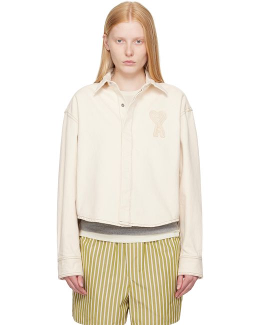AMI Multicolor Cotton Ami De Coeur Cropped Denim Shirt