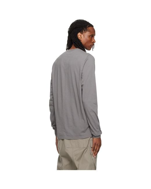 Rick Owens Gray Tower Short Crewneck Ls T-Shirt for men