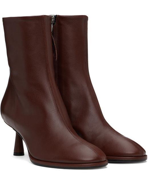 Aeyde バーガンディ Dorothy レザー アンクルブーツ Brown