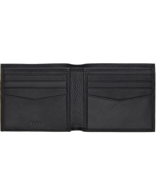 Boss Black Grained Leather Wallet for men