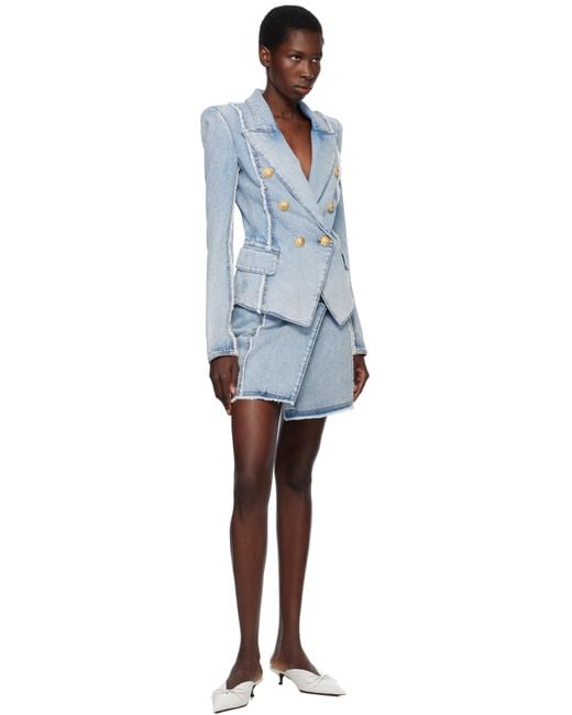 Balmain Black 6-Button Tailored Denim Blazer