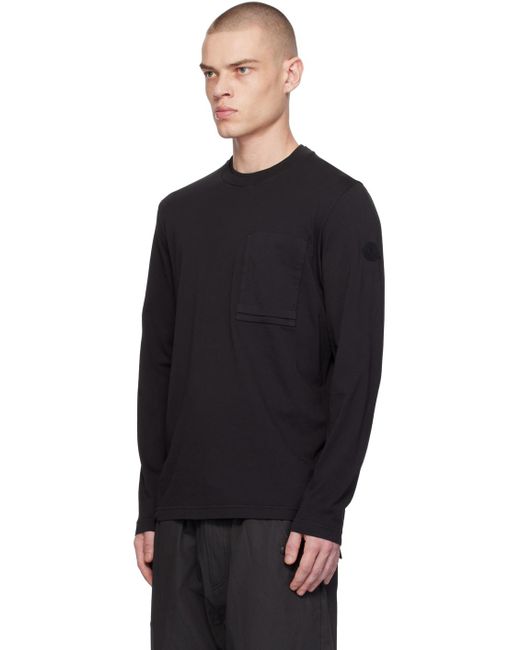 Moncler Black Patch Pocket Long Sleeve T-shirt for men