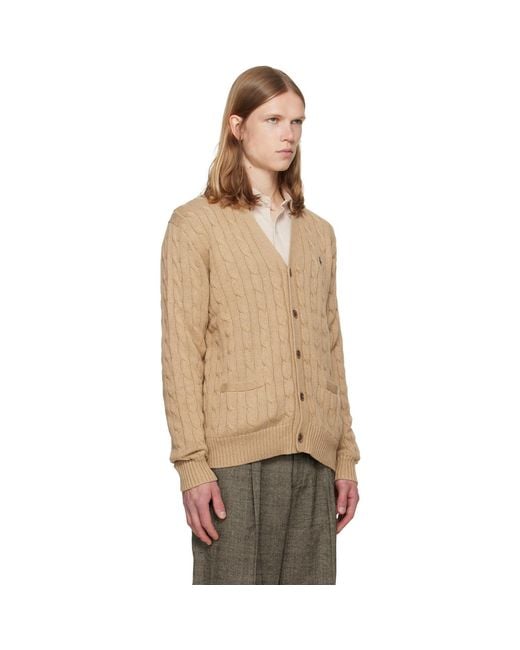 Polo Ralph Lauren Natural Tan Cable-Knit Cotton Cardigan for men