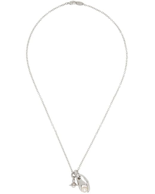 Vivienne Westwood White Silver Wadim Pendant Necklace for men