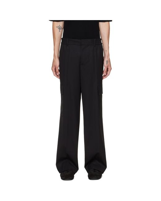 Helmut Lang Black Wool Utility Trousers for men