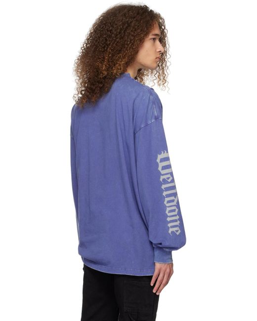we11done Blue Gothic Long Sleeve T-shirt for men