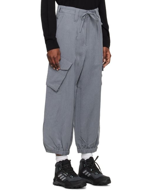 Y-3 Black Gray Crinkled Trousers