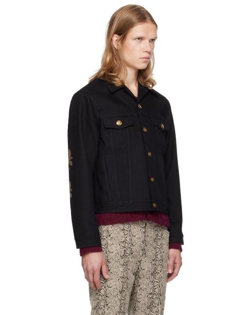 Ernest W. Baker Black Studded Denim Jacket for men