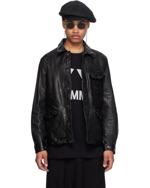 Yohji Yamamoto Black Waxed Leather Jacket for men