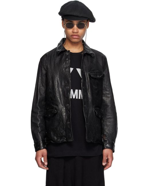 Blouson noir en cuir ciré Yohji Yamamoto pour homme en coloris Black