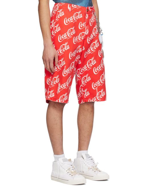 ERL Red Printed Shorts for men