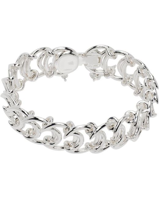 MARINE SERRE Metallic Silver Moon Chain Bracelet for men