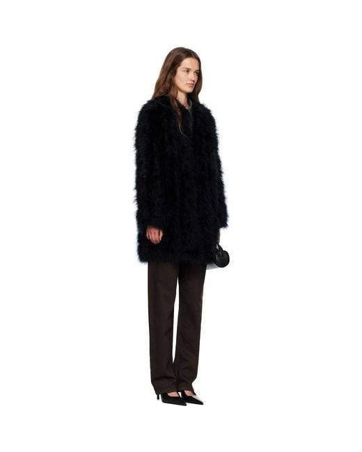 Yves Salomon Black Long Feather Coat