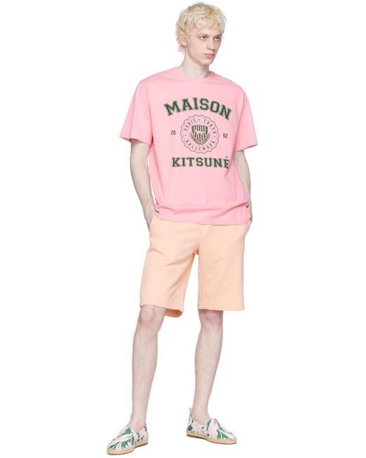 Maison Kitsuné Pink Hotel Olympia Edition Varsity T-shirt for men
