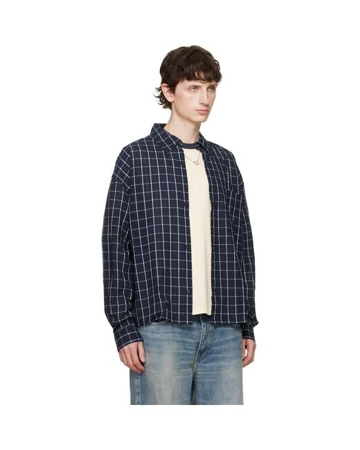 Won Hundred Blue Maza Check Shirt for men