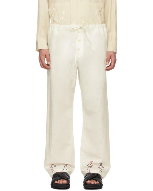 Pantalon blanc à images brodées Bode pour homme en coloris Natural