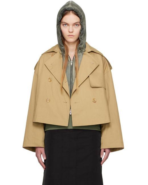 Juun.J Natural Cropped Trench Coat