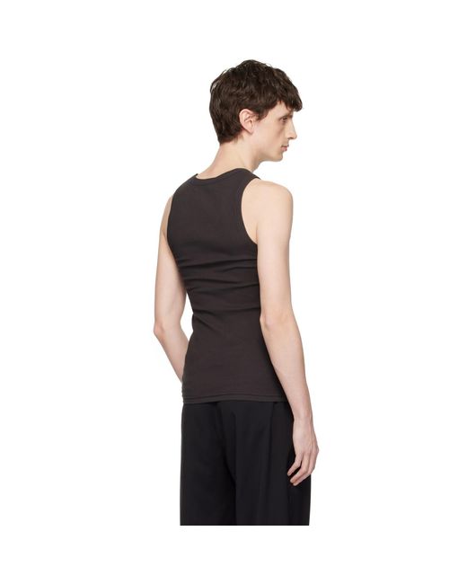 Seventh Black Base Rib Tank Top for men