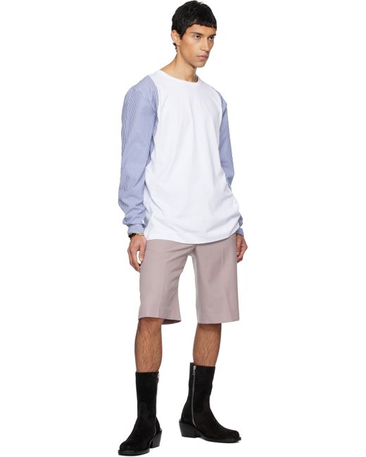 T-Shirt Blanc À Manches Contrastées Dries Van Noten pour homme en coloris White